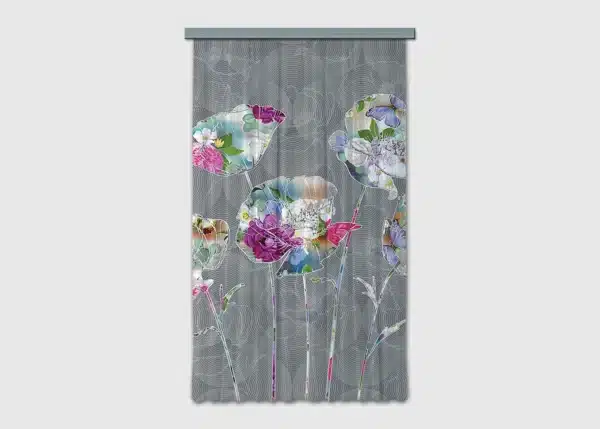 Curtain Peonies on Grey, 140 x 245 cm, FCPL6585