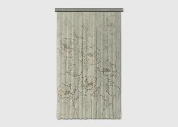Curtain Peonies Silhouette on Beige, 140 x 245 cm, FCPL6590