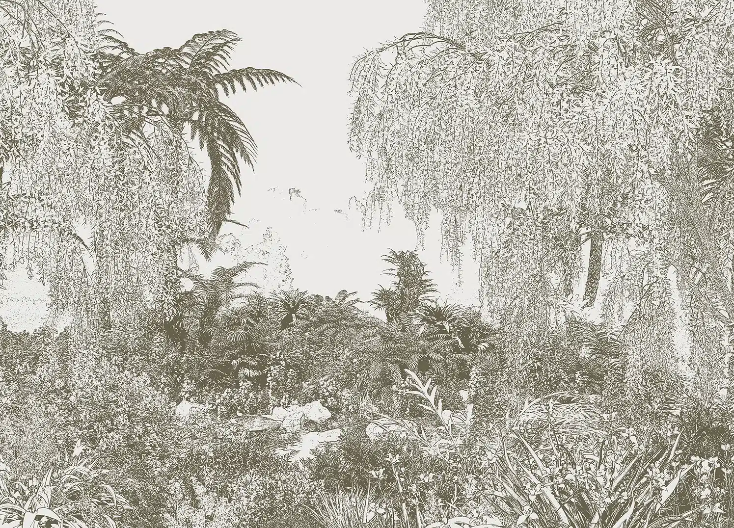 Custom Size Wall Mural Drawn Jungle | Premium Non-Woven Wallpaper | FT5P352217