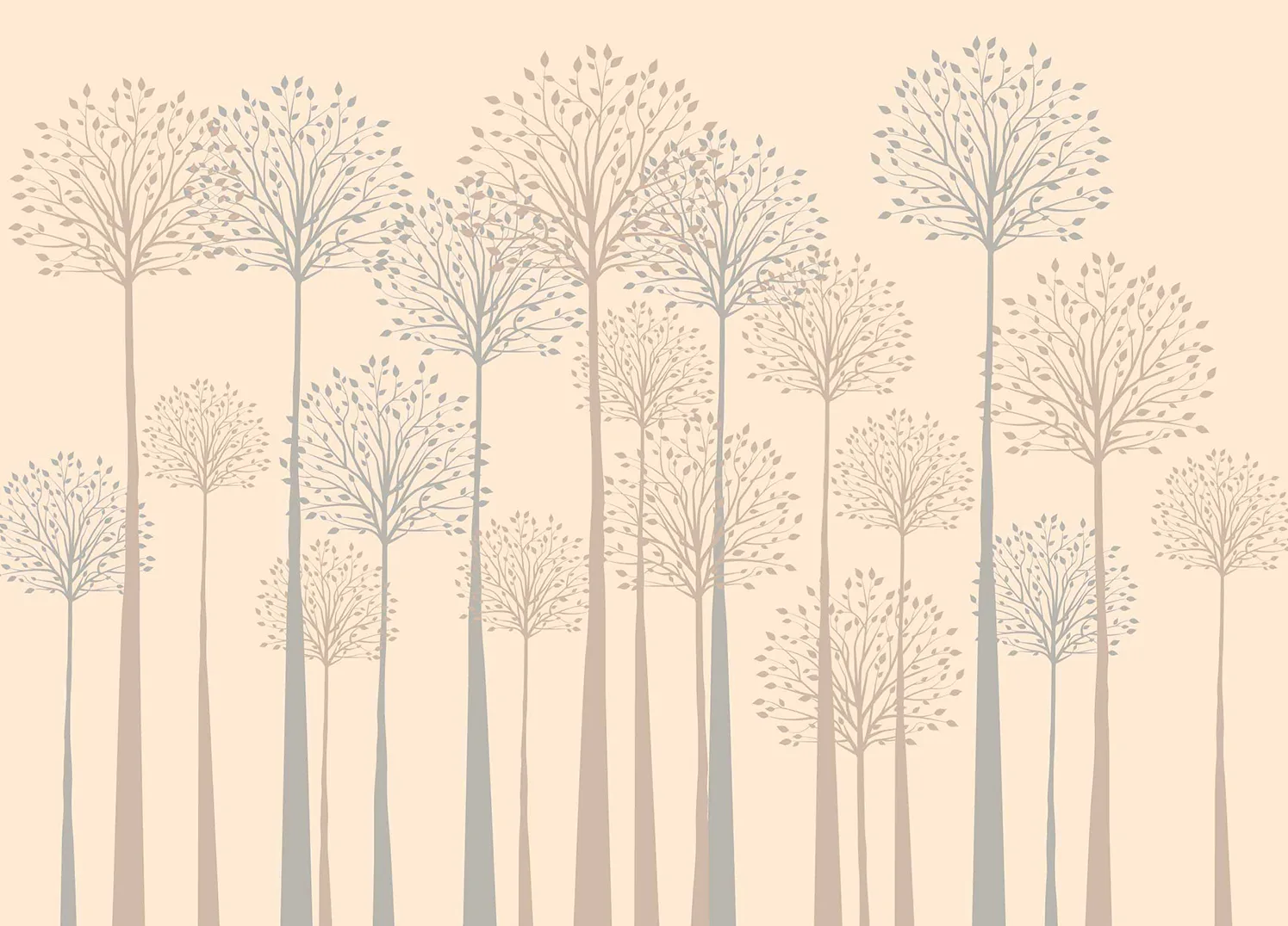 Custom Size Wall Mural Tall Trees on Beige | Premium Non-Woven Wallpaper | FT5P352277