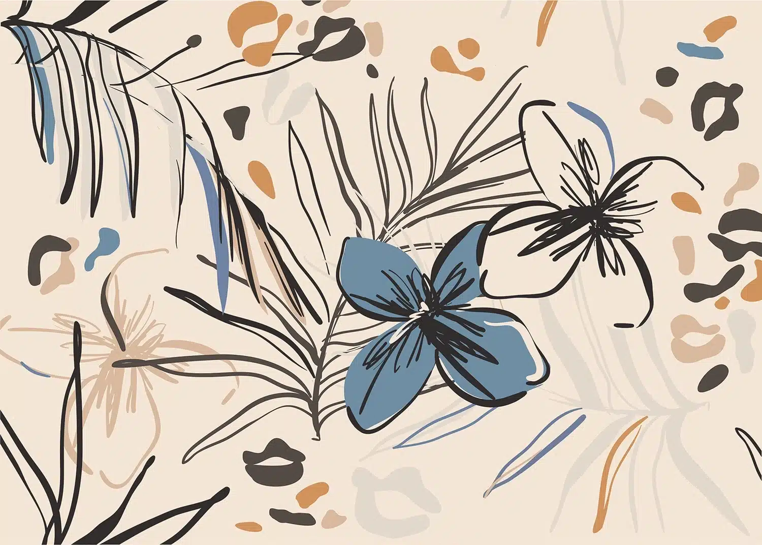 Custom Size Wall Mural Graphical Florals | Premium Non-Woven Wallpaper | FT5P3045