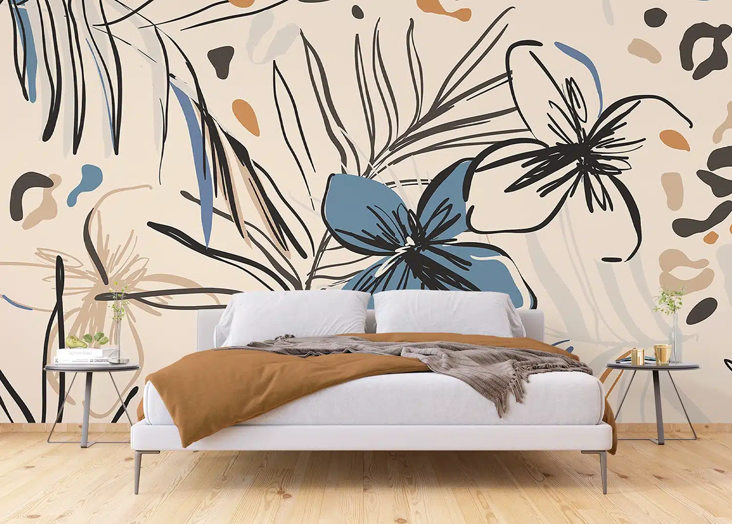 Custom Size Wall Mural Graphical Florals | Premium Non-Woven Wallpaper | FT5P3045 3
