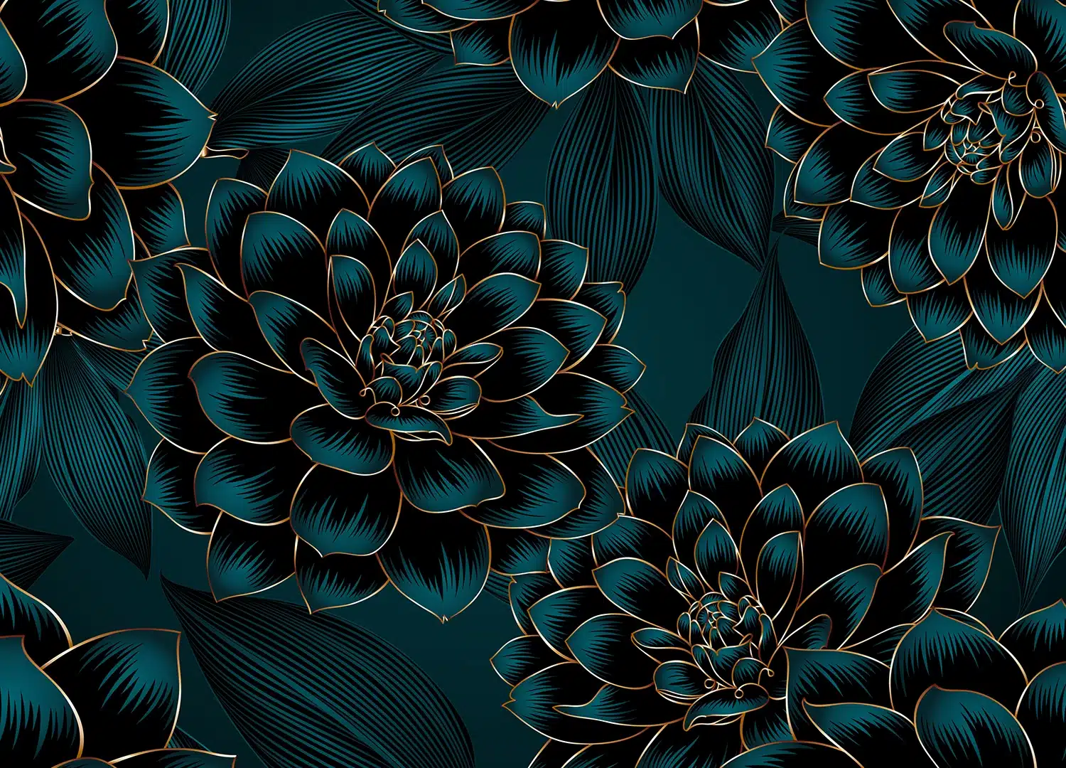 Custom Size Wall Mural Night Dahlia | Premium Non-Woven Wallpaper | FT5P3097
