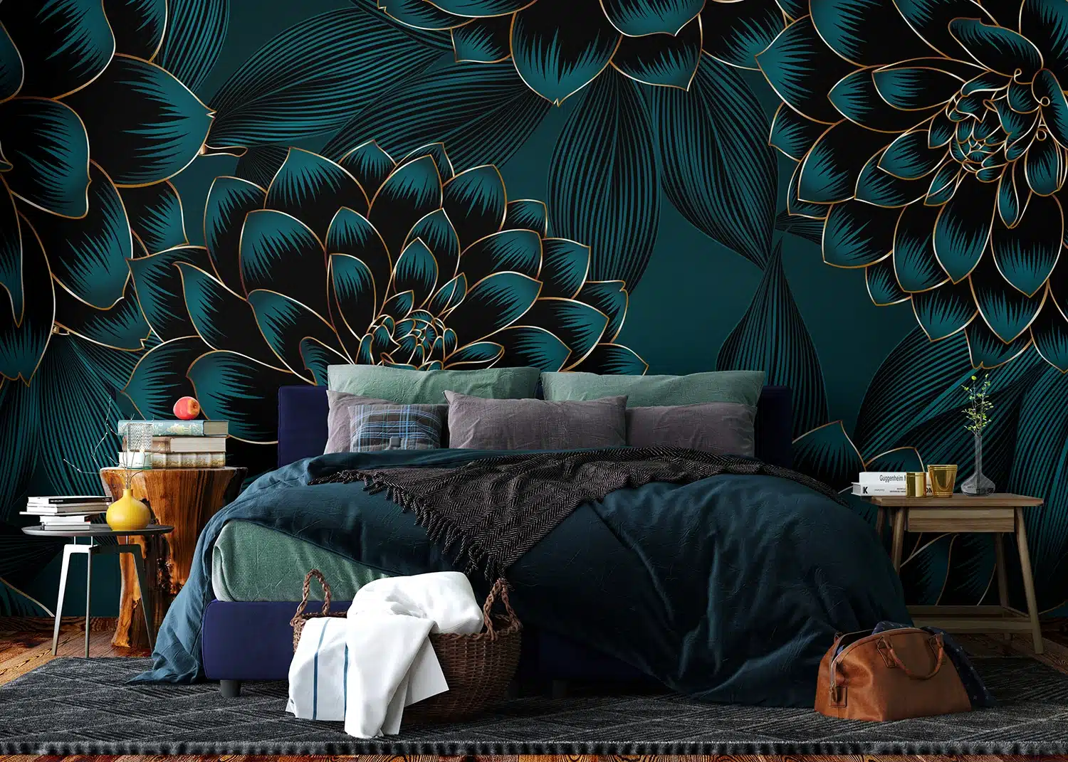 Custom Size Wall Mural Night Dahlia | Premium Non-Woven Wallpaper | FT5P3097