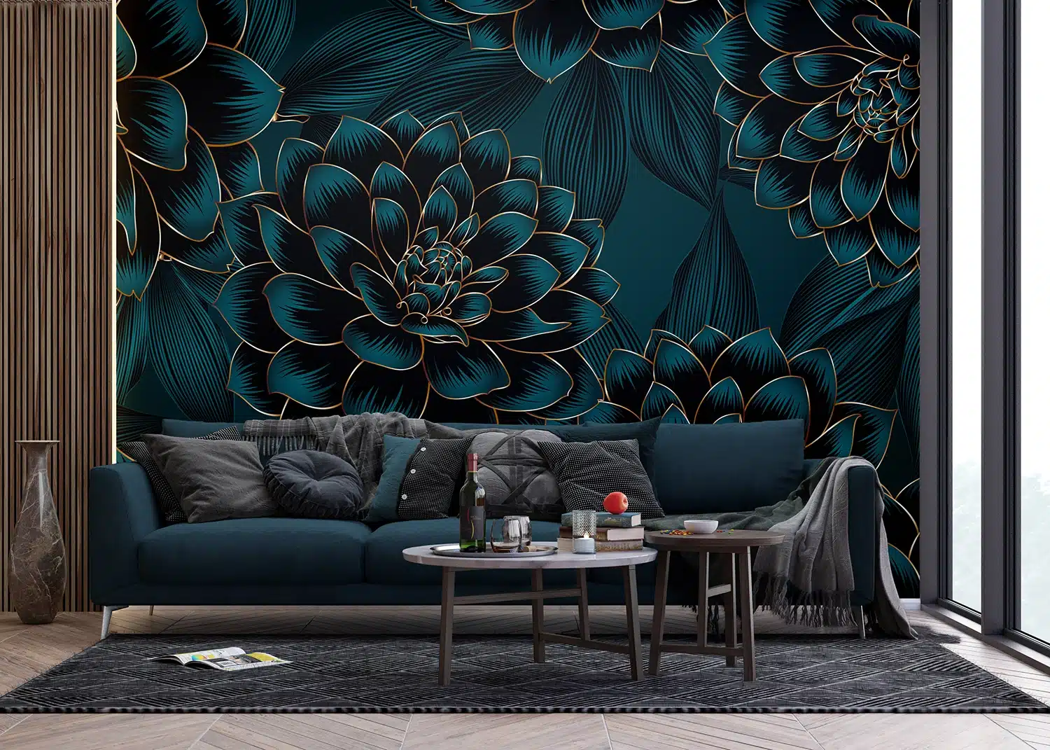 Custom Size Wall Mural Night Dahlia | Premium Non-Woven Wallpaper | FT5P3097 3