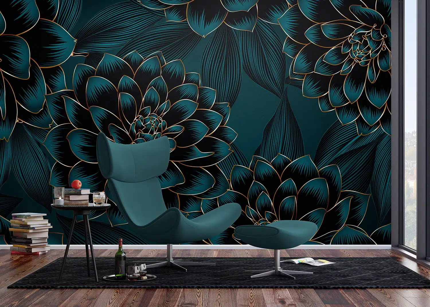 Custom Size Wall Mural Night Dahlia | Premium Non-Woven Wallpaper | FT5P3097 2