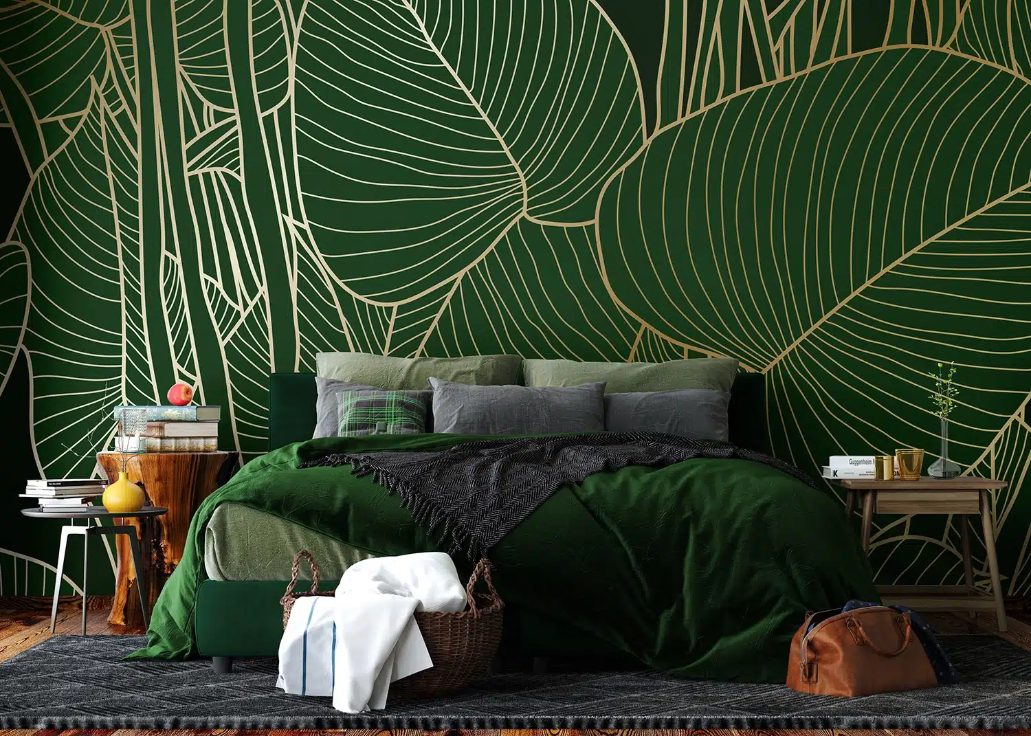 Custom Size Wall Mural Golden Green | Premium Non-Woven Wallpaper | FT5P3099 3