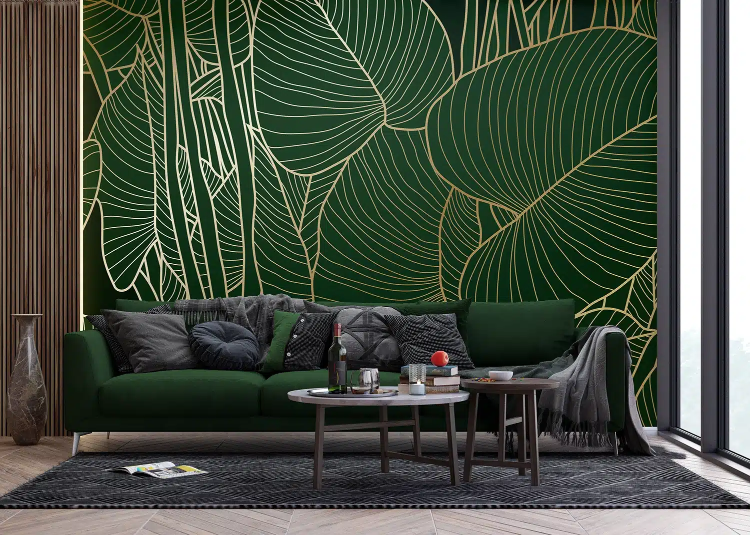 Custom Size Wall Mural Golden Green | Premium Non-Woven Wallpaper | FT5P3099 4