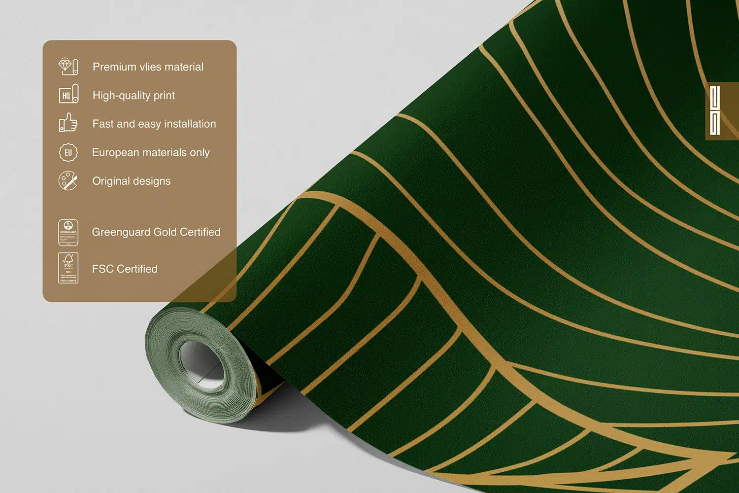 Custom Size Wall Mural Golden Green | Premium Non-Woven Wallpaper | FT5P3099 6