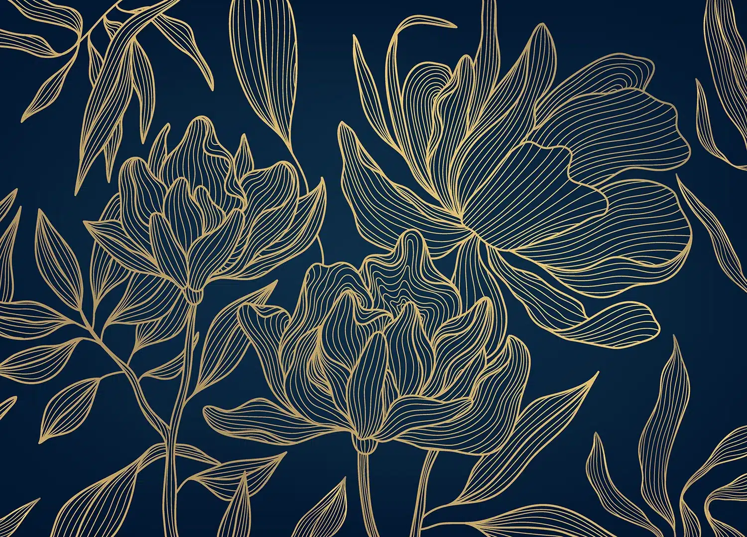 Custom Size Wall Mural Wavy Flowers | Premium Non-Woven Wallpaper | FT5P352009