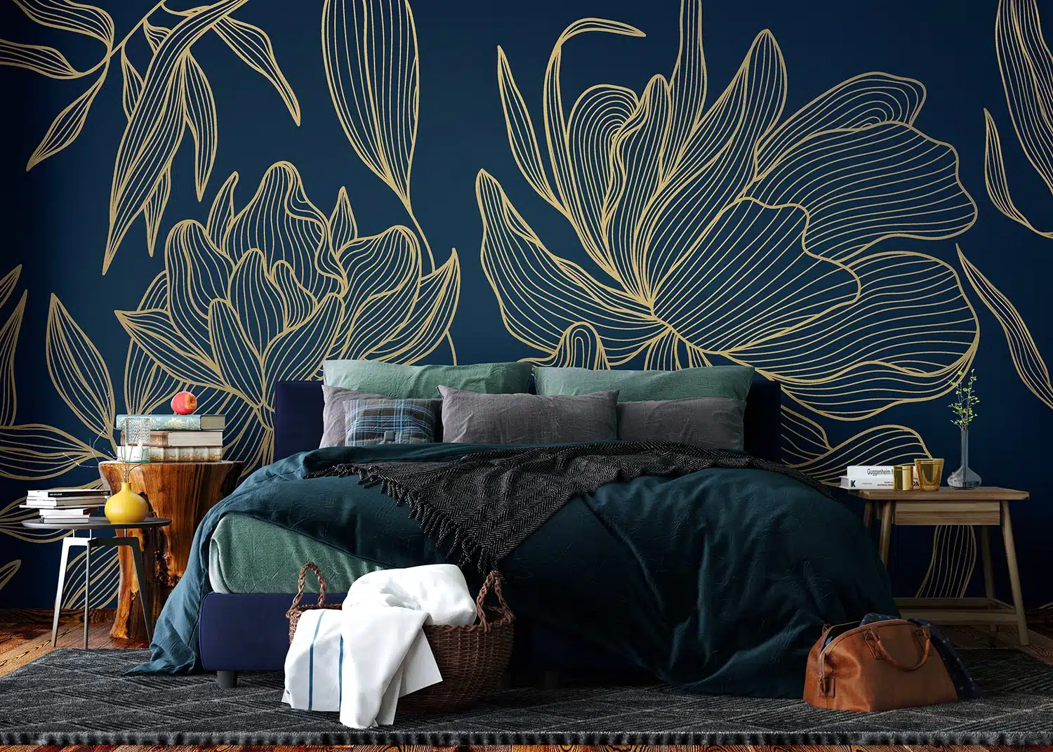 Custom Size Wall Mural Wavy Flowers | Premium Non-Woven Wallpaper | FT5P352009 2