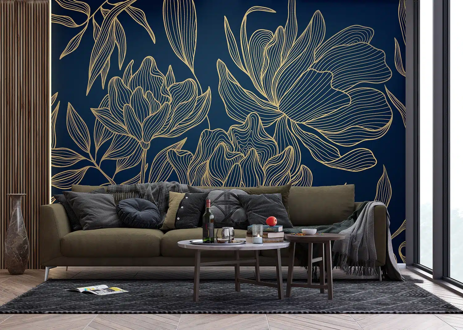Custom Size Wall Mural Wavy Flowers | Premium Non-Woven Wallpaper | FT5P352009 3