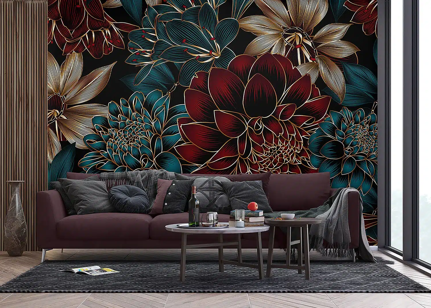 Custom Size Wall Mural Elegant Dahlia | Premium Non-Woven Wallpaper | FT5P352015 3