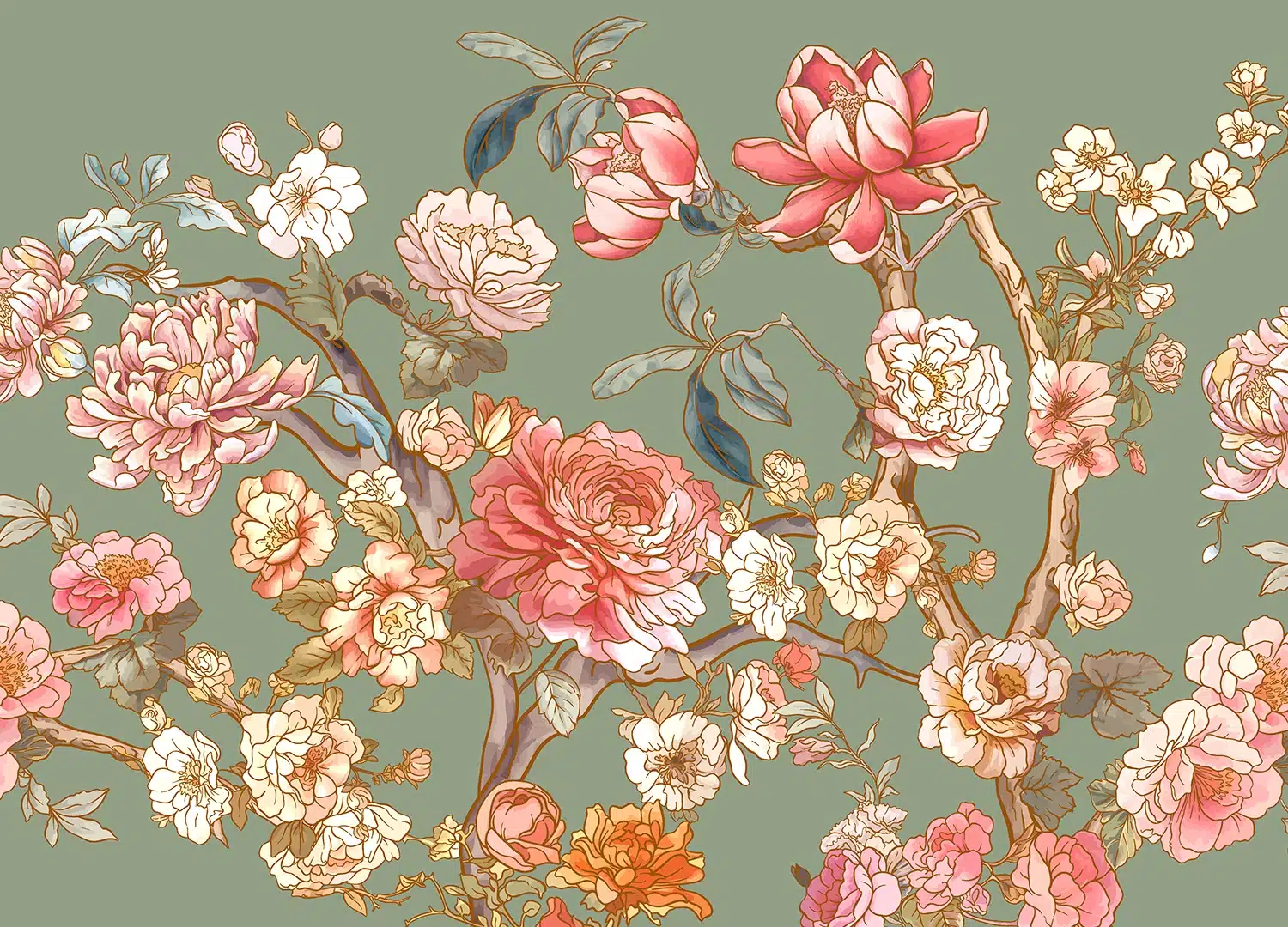 Custom Size Wall Mural Blossom Trees | Premium Non-Woven Wallpaper | FT5P352021