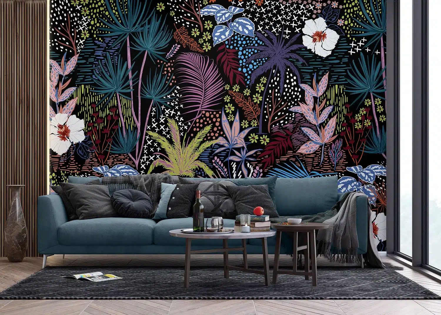 Custom Size Wall Mural Tropical Sketch | Premium Non-Woven Wallpaper | FT5P352035