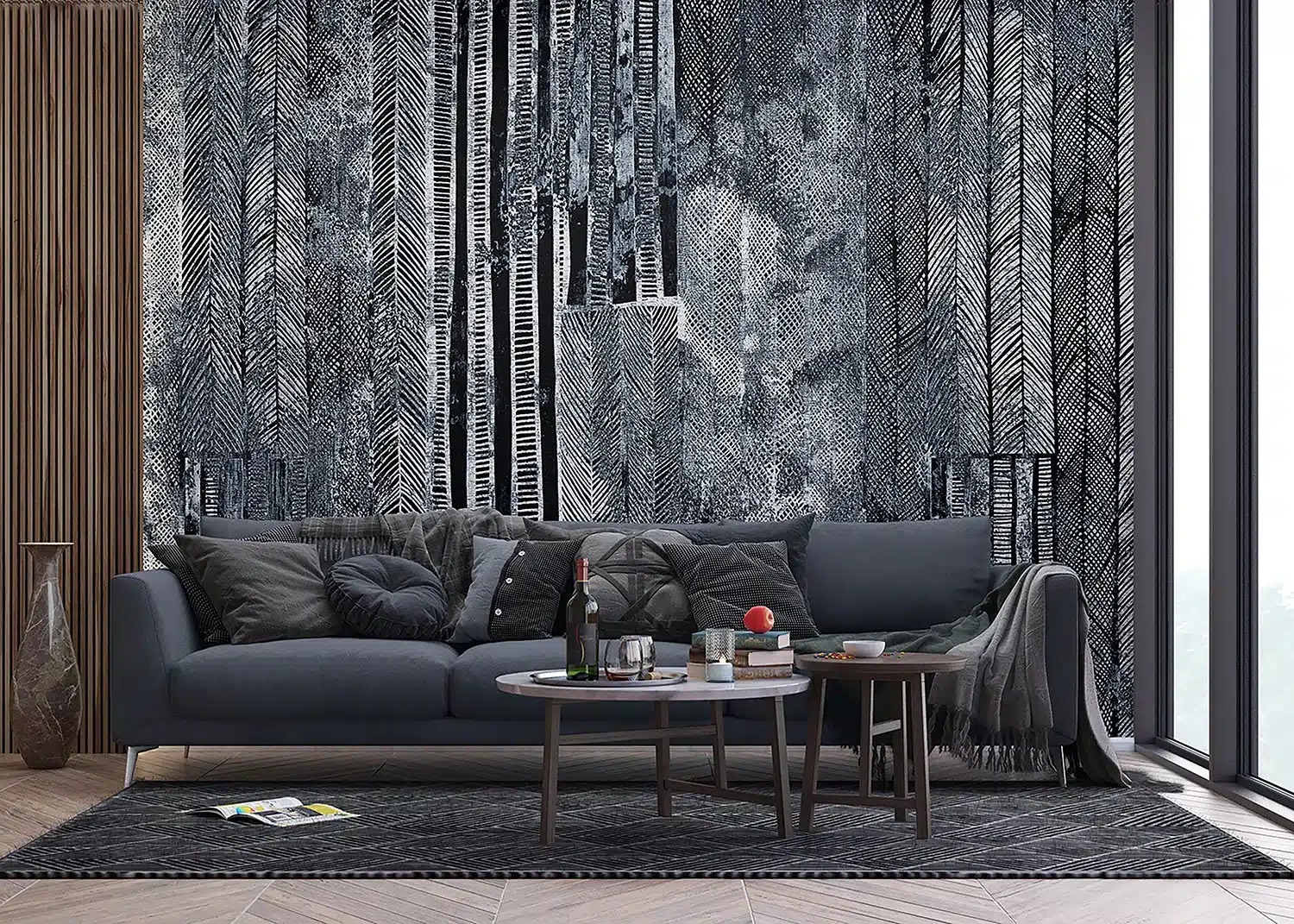 Custom Size Wall Mural Grunge Tires | Premium Non-Woven Wallpaper | FT5P352055 3