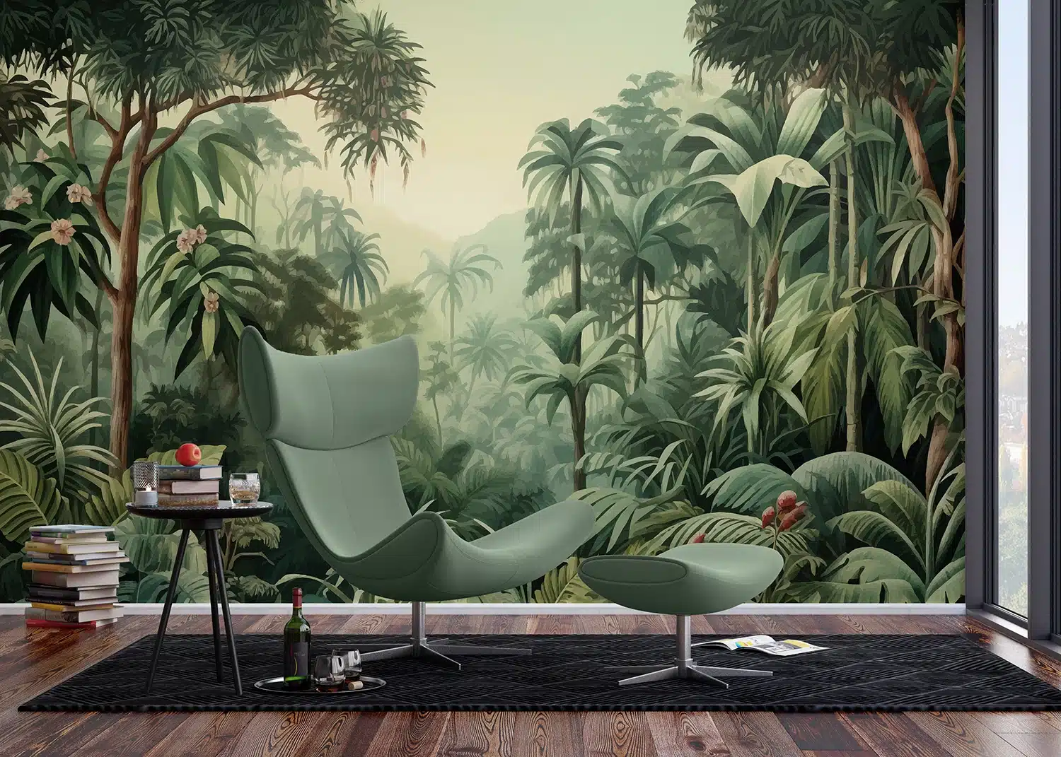 Custom Size Wall Mural Watercolor Jungle | Premium Non-Woven Wallpaper | FT5P352081 3