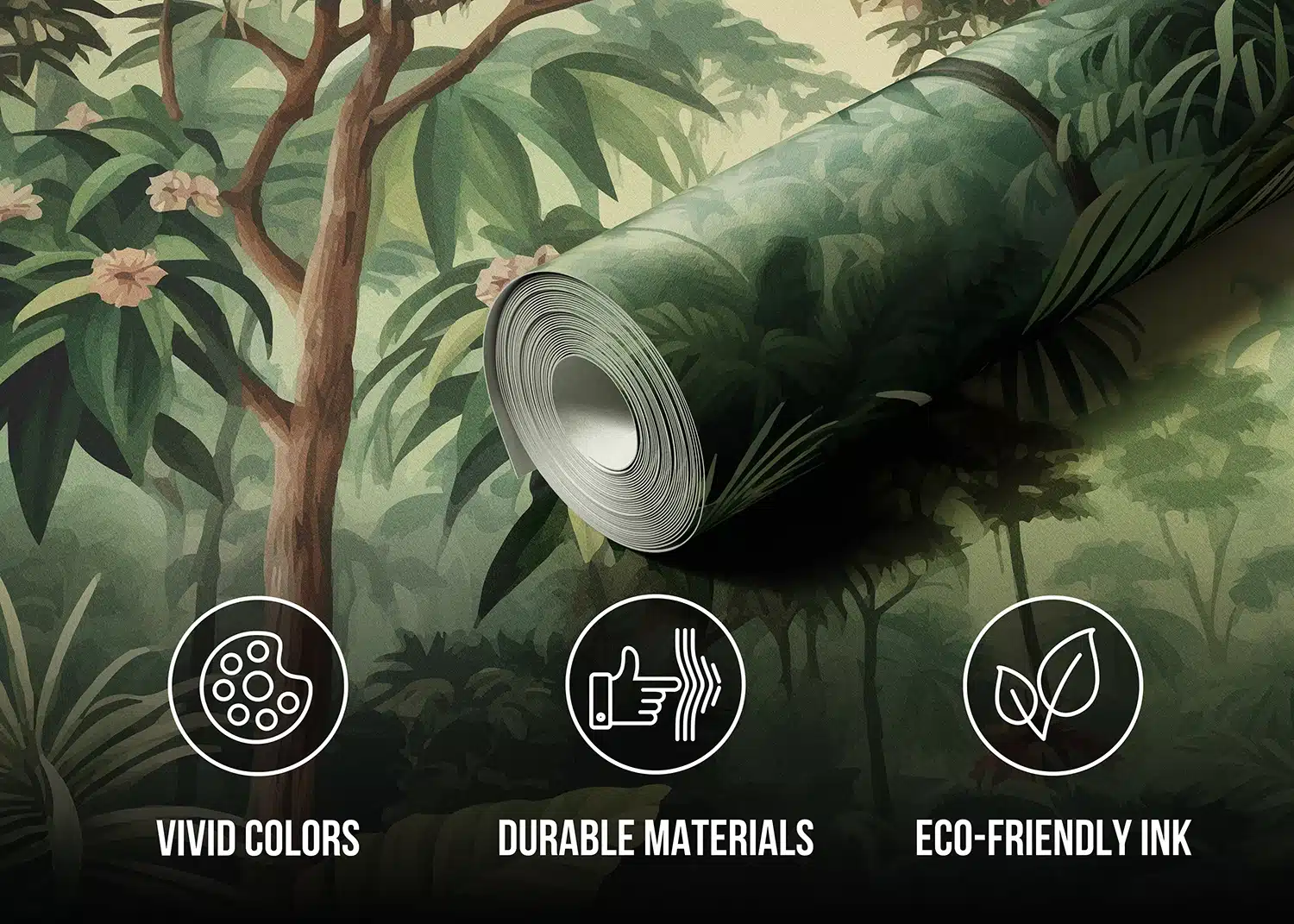 Custom Size Wall Mural Watercolor Jungle | Premium Non-Woven Wallpaper | FT5P352081 5