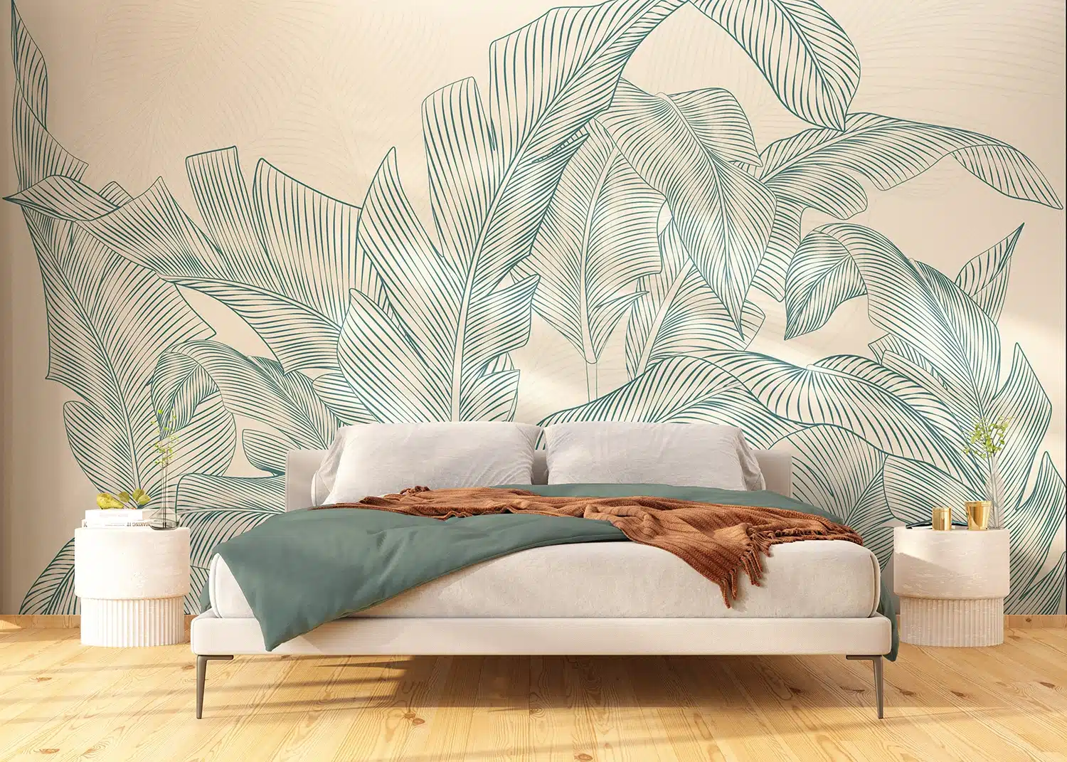 Custom Size Wall Mural Subtle Palms | Premium Non-Woven Wallpaper | FT5P352087