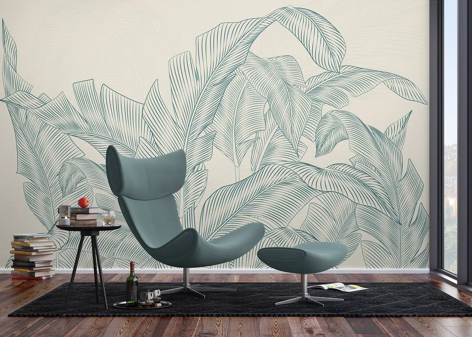 Custom Size Wall Mural Subtle Palms | Premium Non-Woven Wallpaper | FT5P352087 3