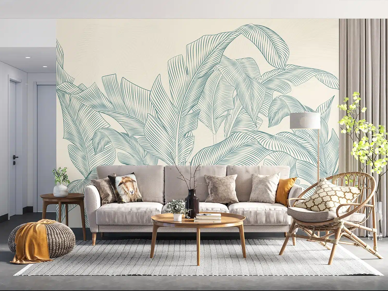 Custom Size Wall Mural Subtle Palms | Premium Non-Woven Wallpaper | FT5P352087 2