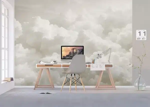 Custom Size Wall Mural Gray Clouds | Premium Non-Woven Wallpaper | FT5P 352141
