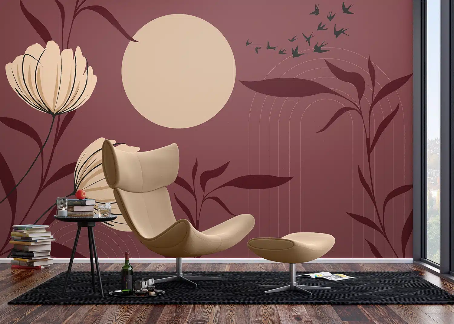 Custom Size Wall Mural Chinese Garden | Premium Non-Woven Wallpaper | FT5P352145