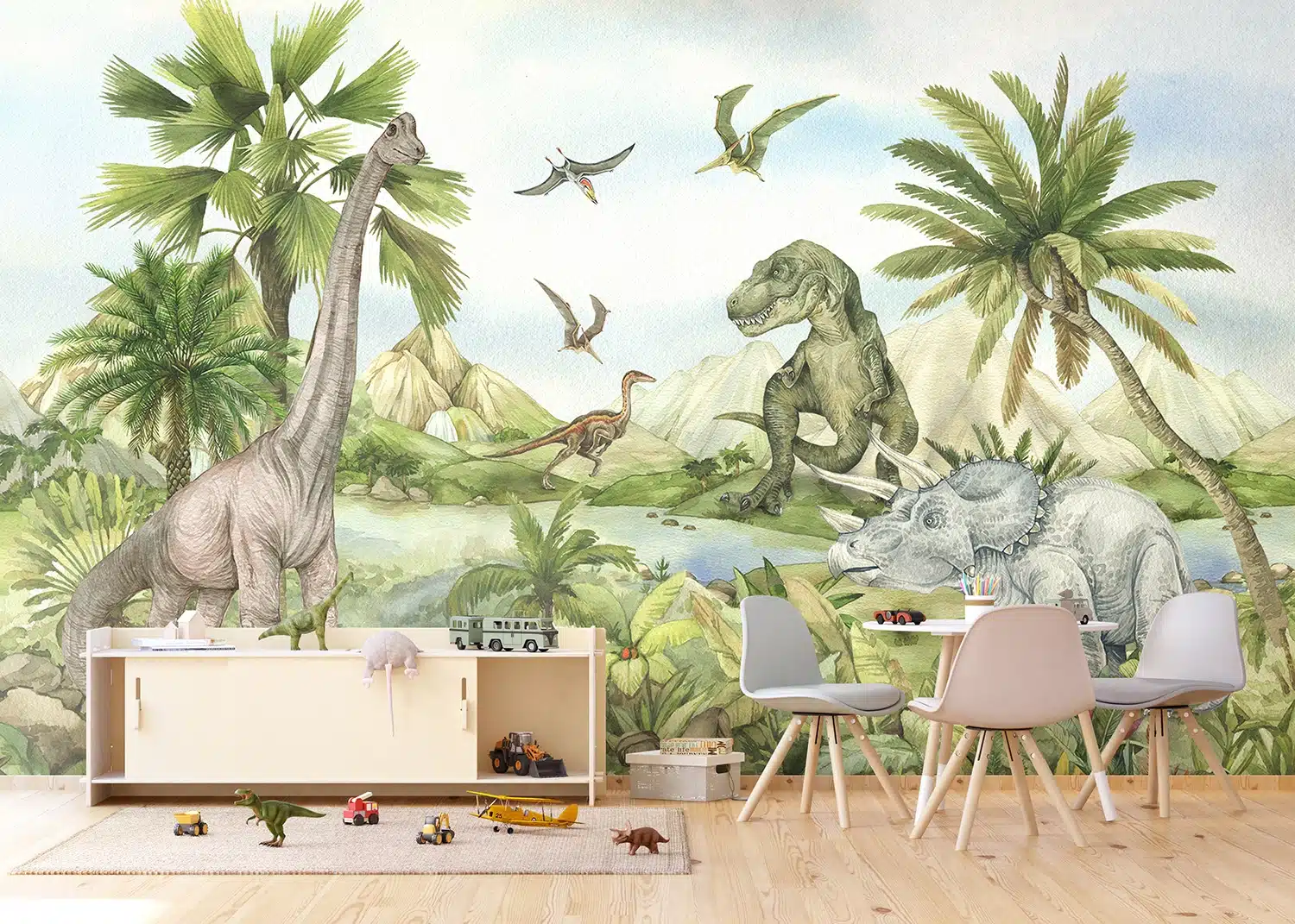 Custom Size Wall Mural Dino World | Premium Non-Woven Wallpaper | FT5P352179 2
