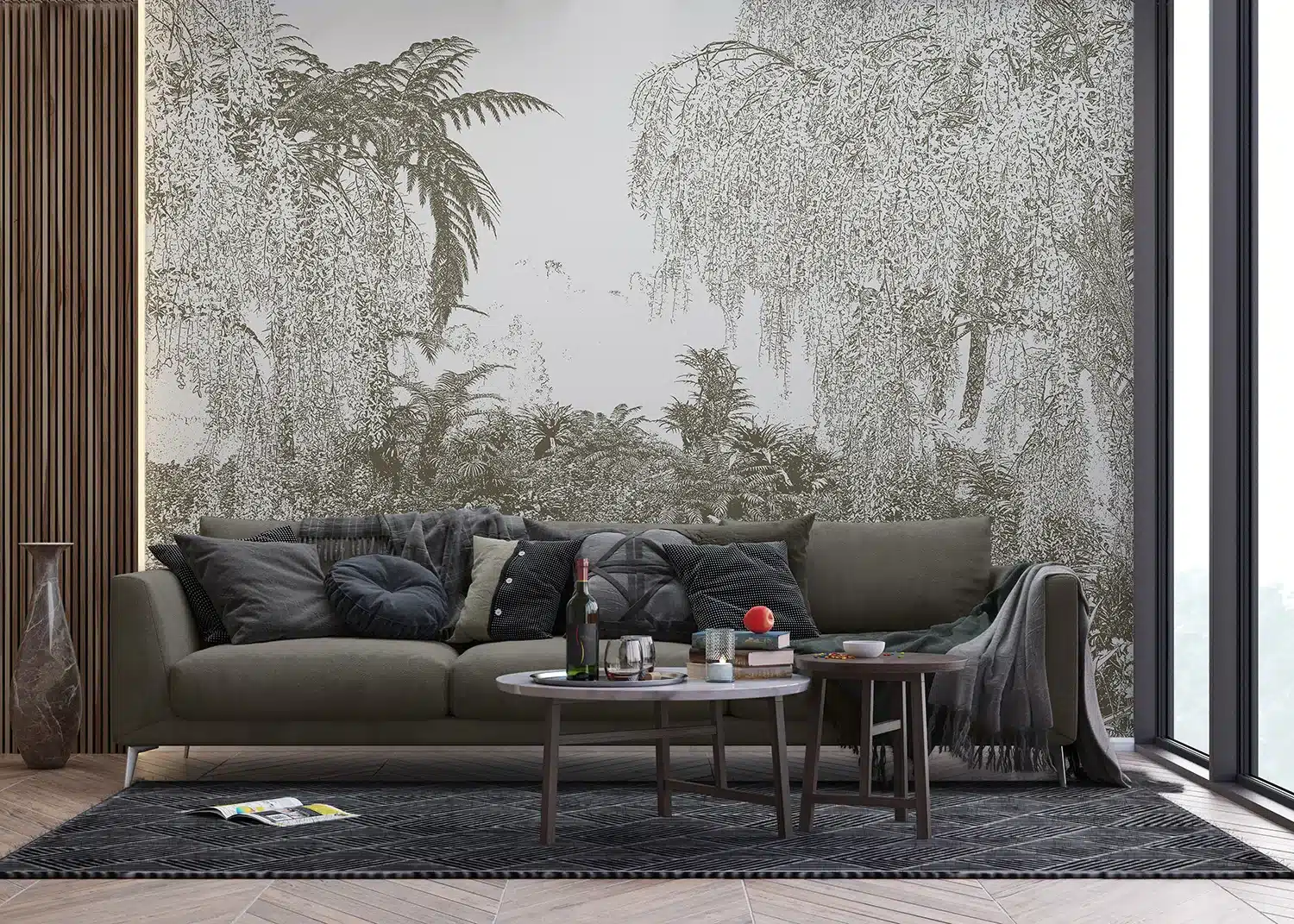 Custom Size Wall Mural Drawn Jungle | Premium Non-Woven Wallpaper | FT5P352217
