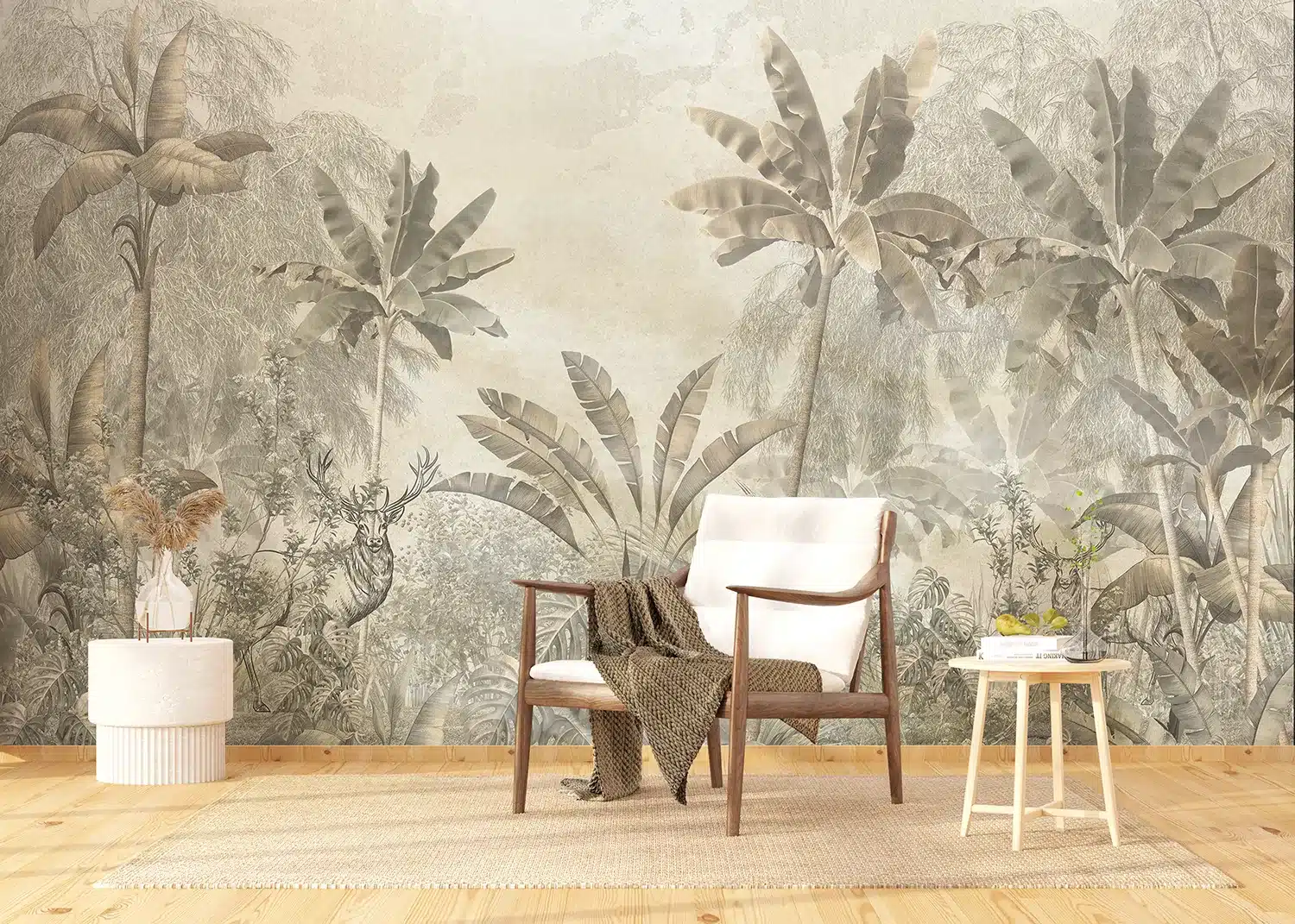 Custom Size Wall Mural Vintage Jungle | Premium Non-Woven Wallpaper | FT5P352229 3