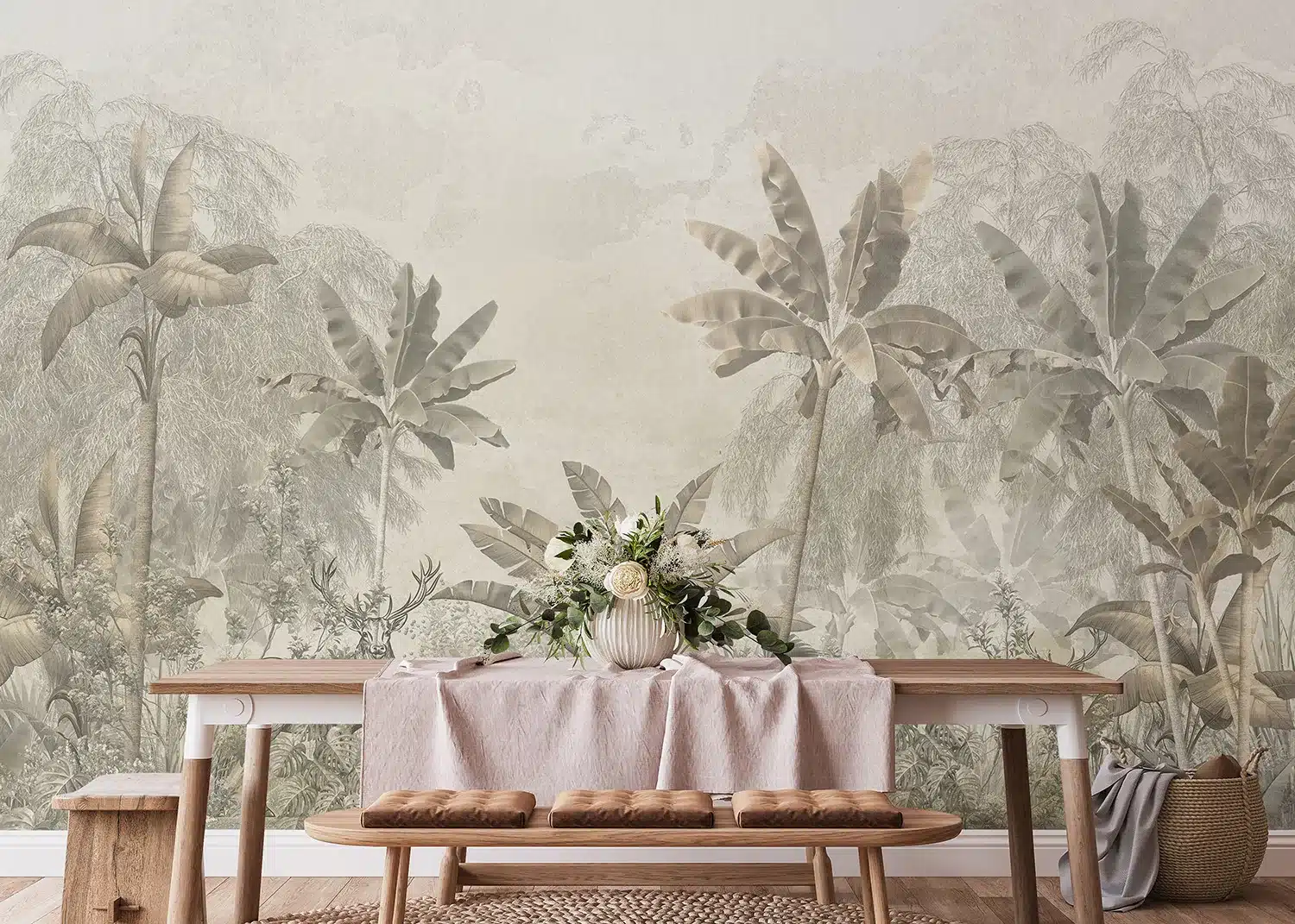 Custom Size Wall Mural Vintage Jungle | Premium Non-Woven Wallpaper | FT5P352229