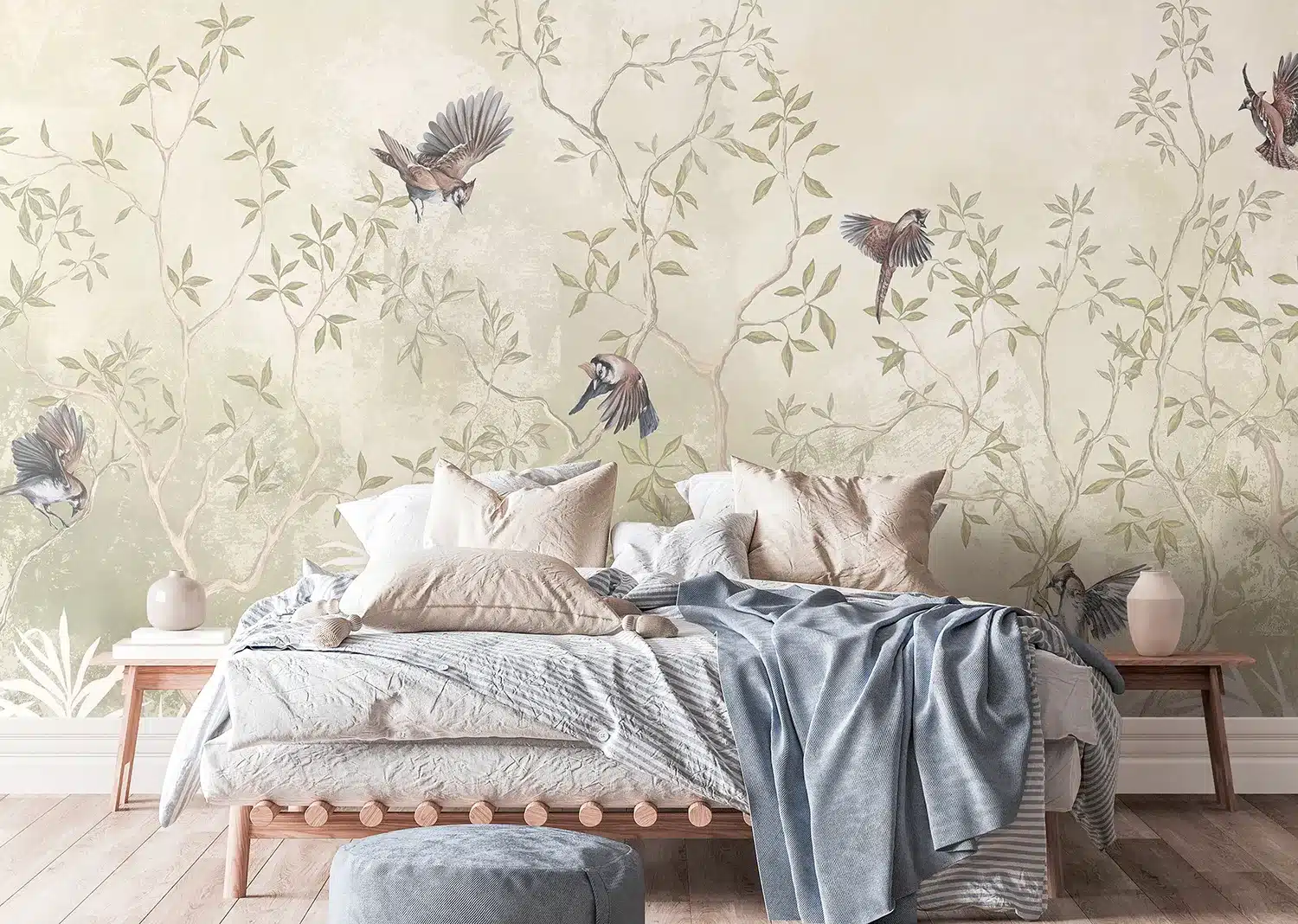 Custom Size Wall Mural Pastel Birds | Premium Non-Woven Wallpaper | FT5P352233 2