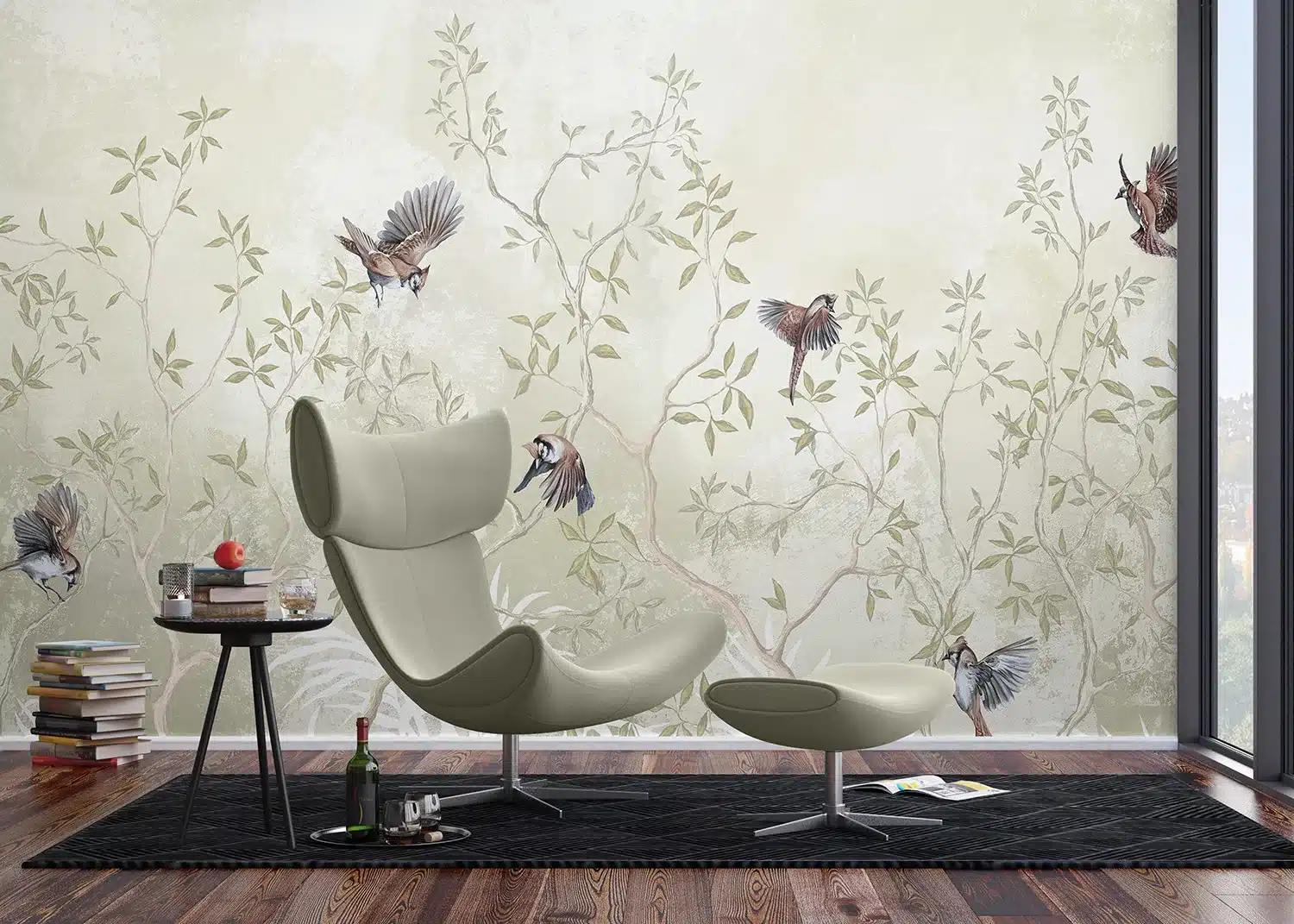 Custom Size Wall Mural Pastel Birds | Premium Non-Woven Wallpaper | FT5P352233