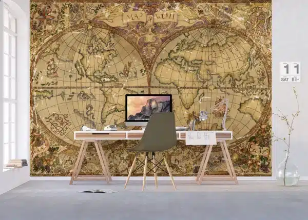 Wall Mural Vintage Map, 375 x 270 cm, FT5P 352243