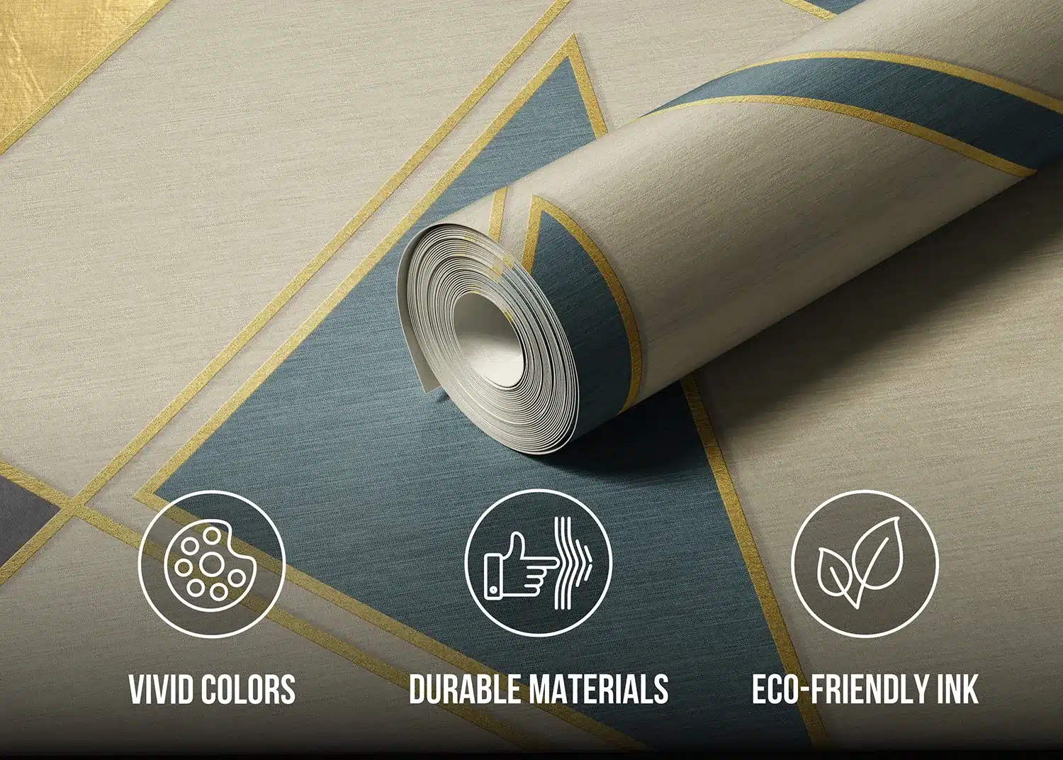 Custom Size Wall Mural Golden Geometry | Premium Non-Woven Wallpaper | FT5P352315 2