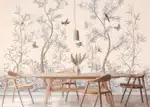 Custom Size Wall Mural Chinoiserie Birds | Premium Non-Woven Wallpaper | FT5P 352365