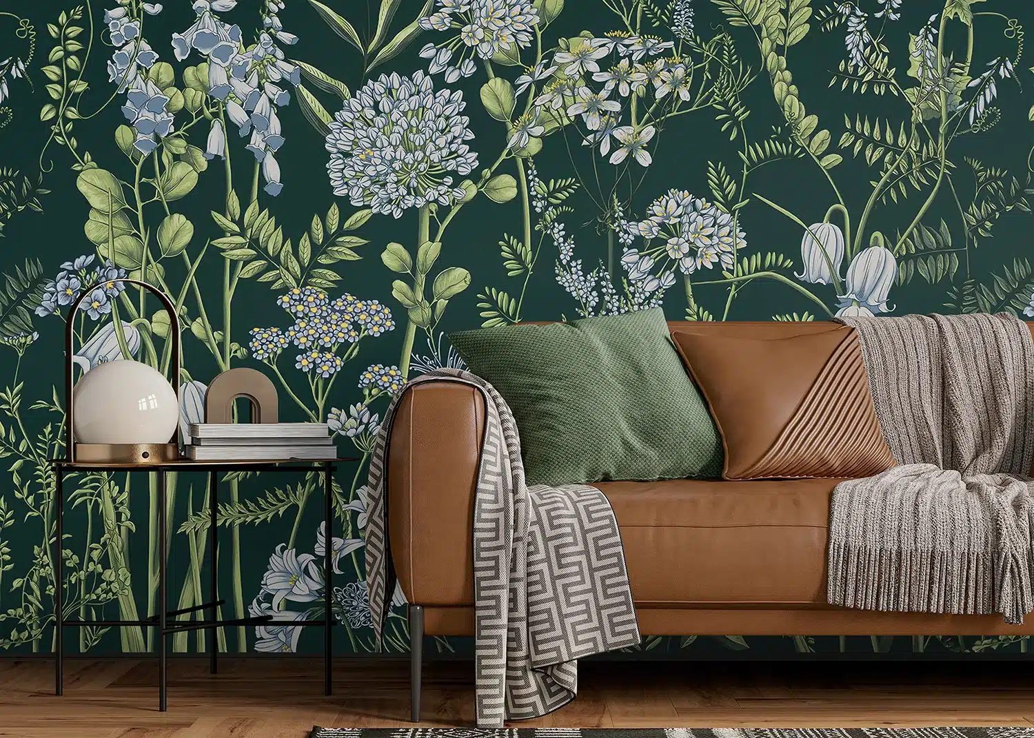 Custom Size Wall Mural Vetch Flowers on BrunswicKGreen | Premium Non-Woven Wallpaper | FT5P352405 2