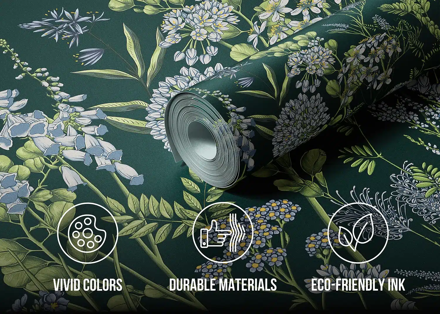 Custom Size Wall Mural Vetch Flowers on BrunswicKGreen | Premium Non-Woven Wallpaper | FT5P352405 3