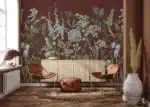Custom Size Wall Mural Vetch Flowers on Burgundy Red | Premium Non-Woven Wallpaper | FT5P 352409