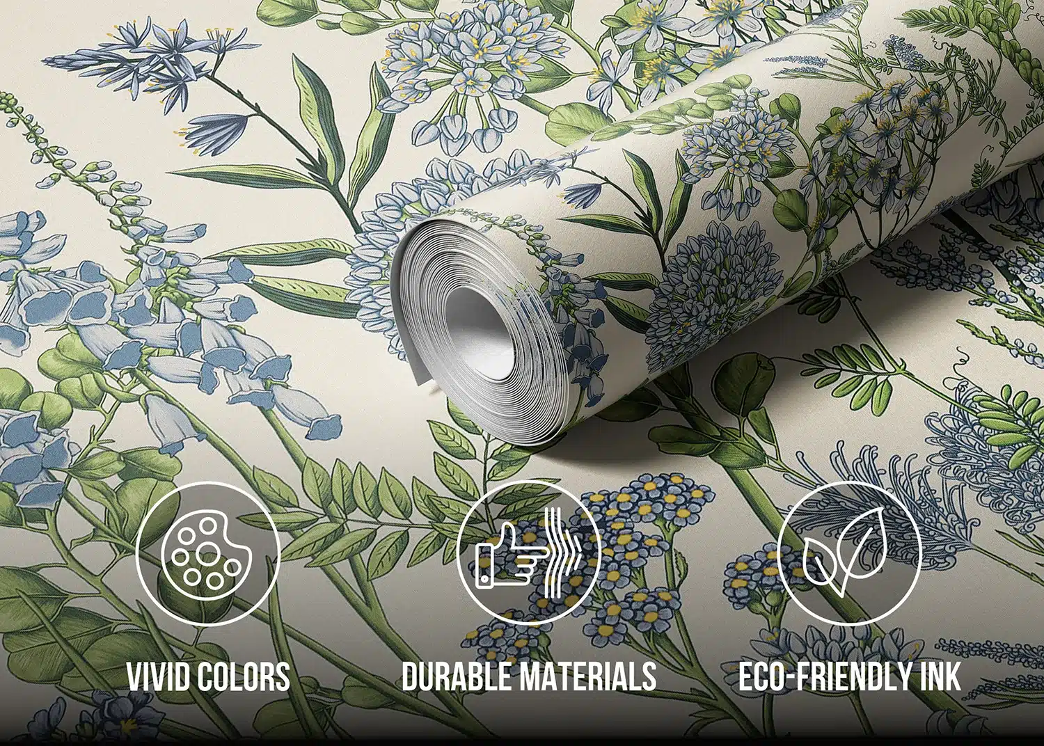 Custom Size Wall Mural Vetch Flowers on Beige | Premium Non-Woven Wallpaper | FT5P352411 4