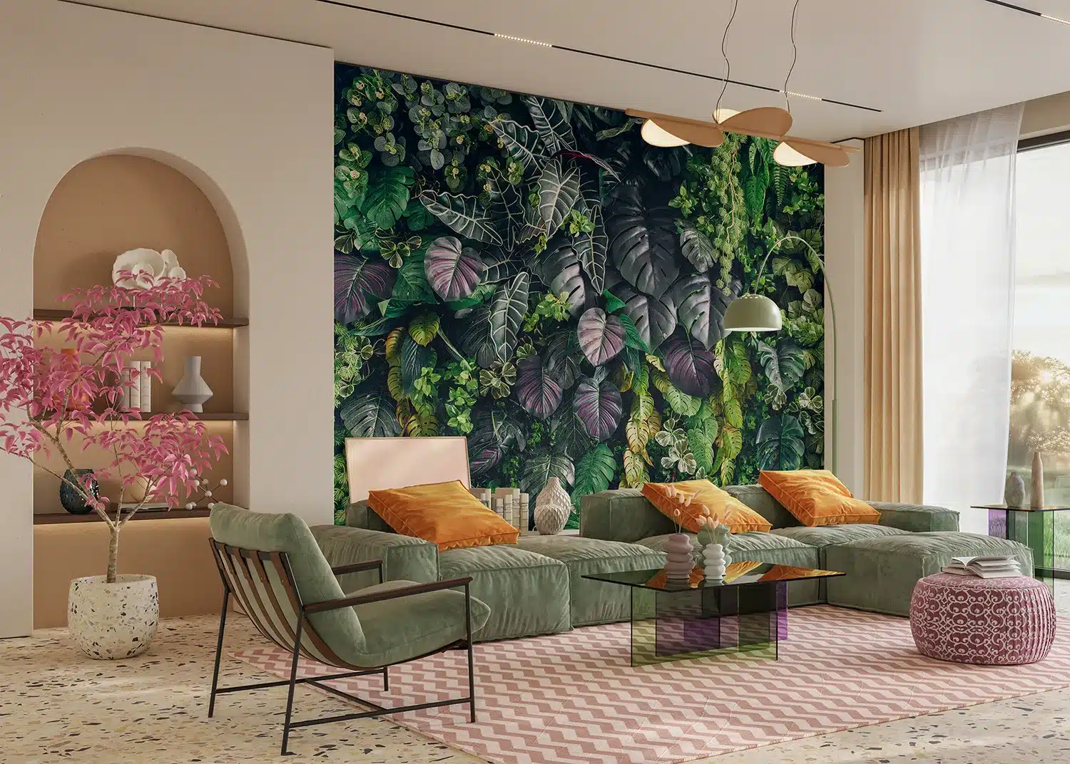 Custom Size Wall Mural Royal Foliage | Premium Non-Woven Wallpaper | FT5P352419 2