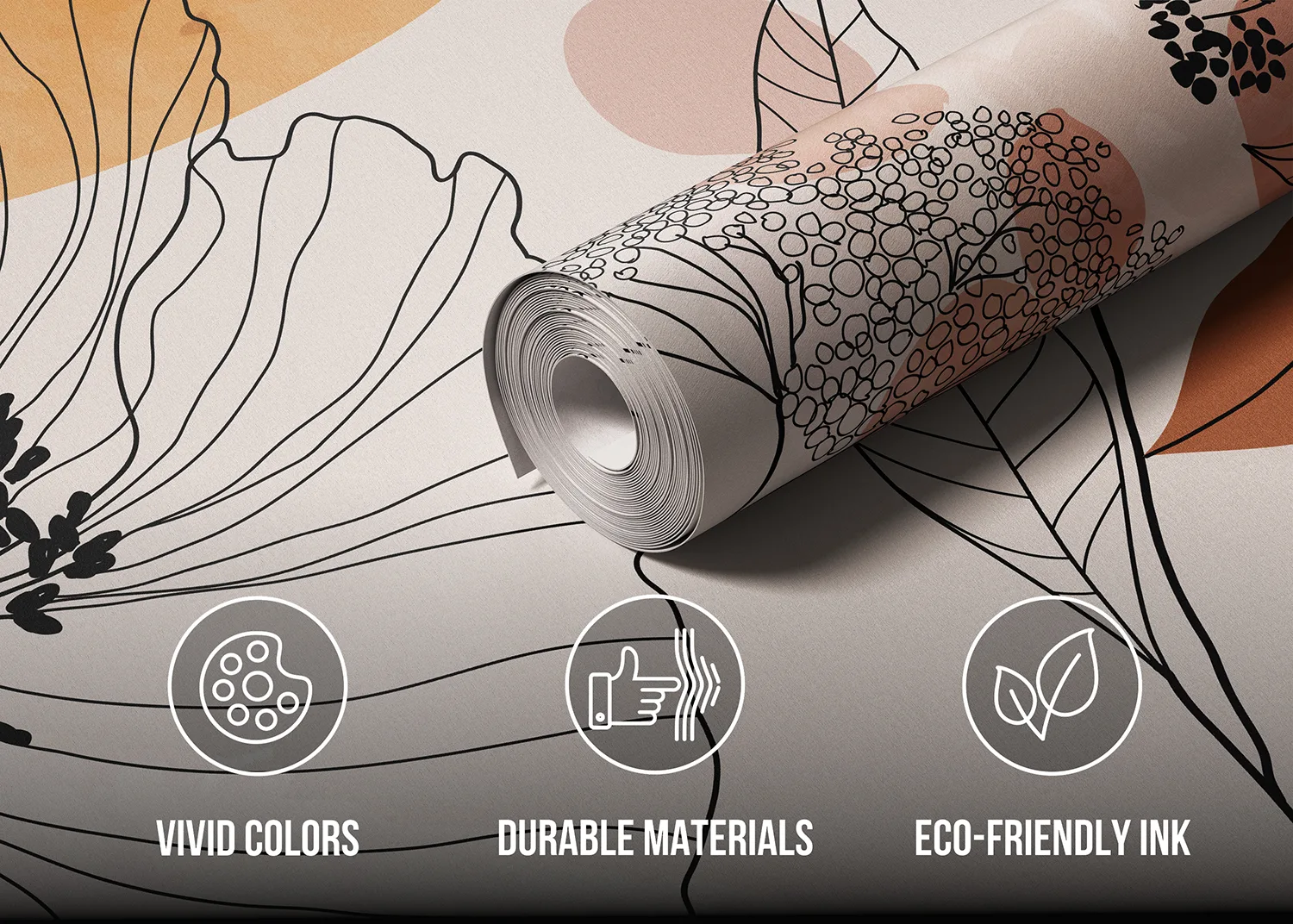 Custom Size Wall Mural Boho Garden Sketch | Premium Non-Woven Wallpaper | FT5P352431 3