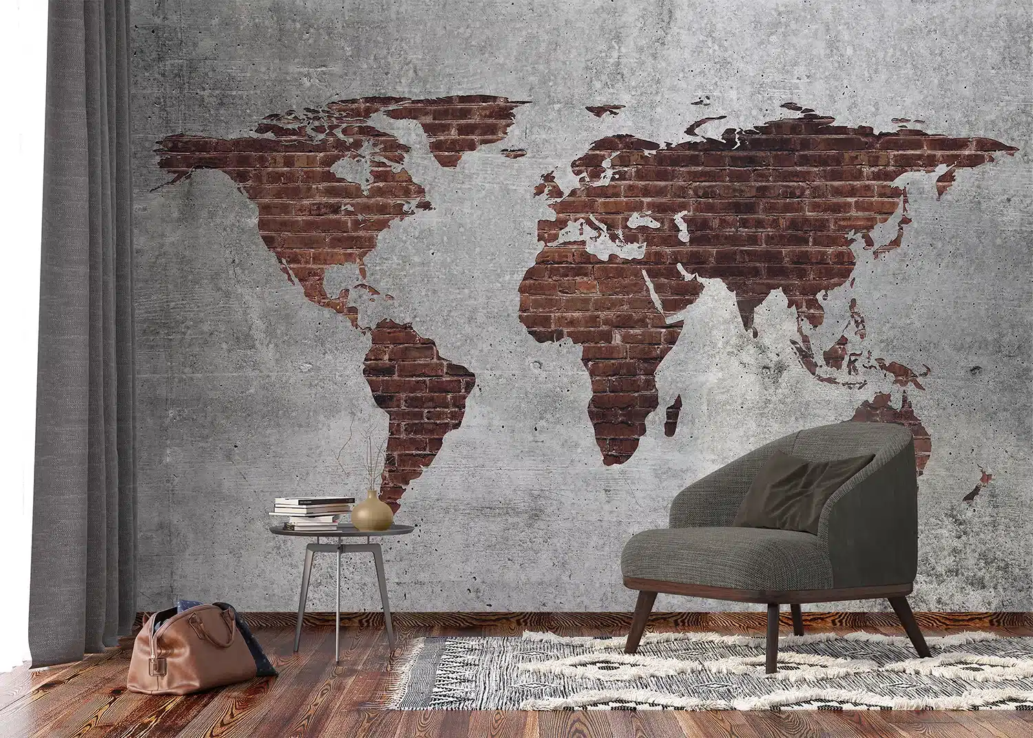 Custom Size Wall Mural Industrial World Map | Premium Non-Woven Wallpaper | FT5P352459 2