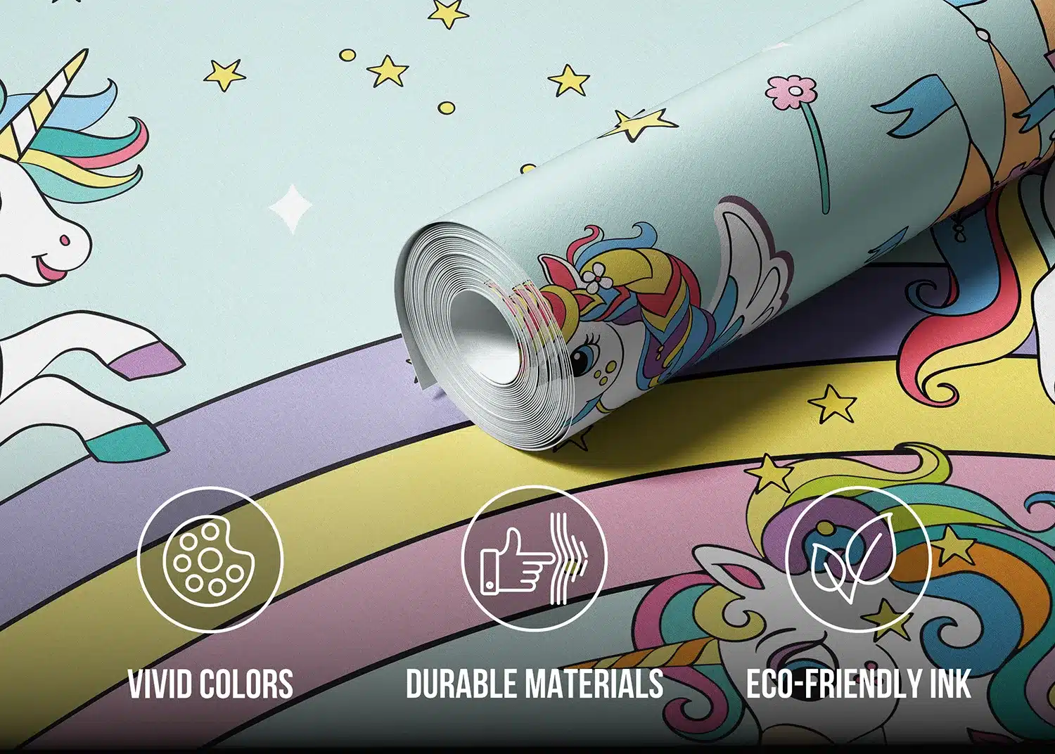 Custom Size Wall Mural Blue Unicorns in the Sky | Premium Non-Woven Wallpaper | FTD5P352025 2
