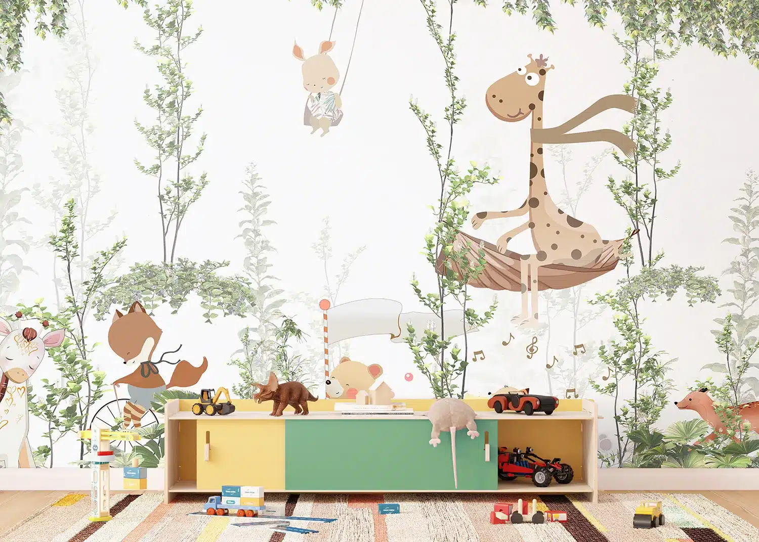 Custom Size Wall Mural Jungle Friends Gathering | Premium Non-Woven Wallpaper | FTD5P352347