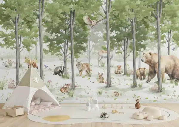 Custom Size Wall Mural Forest Playground | Premium Non-Woven Wallpaper | FTD5P 352351