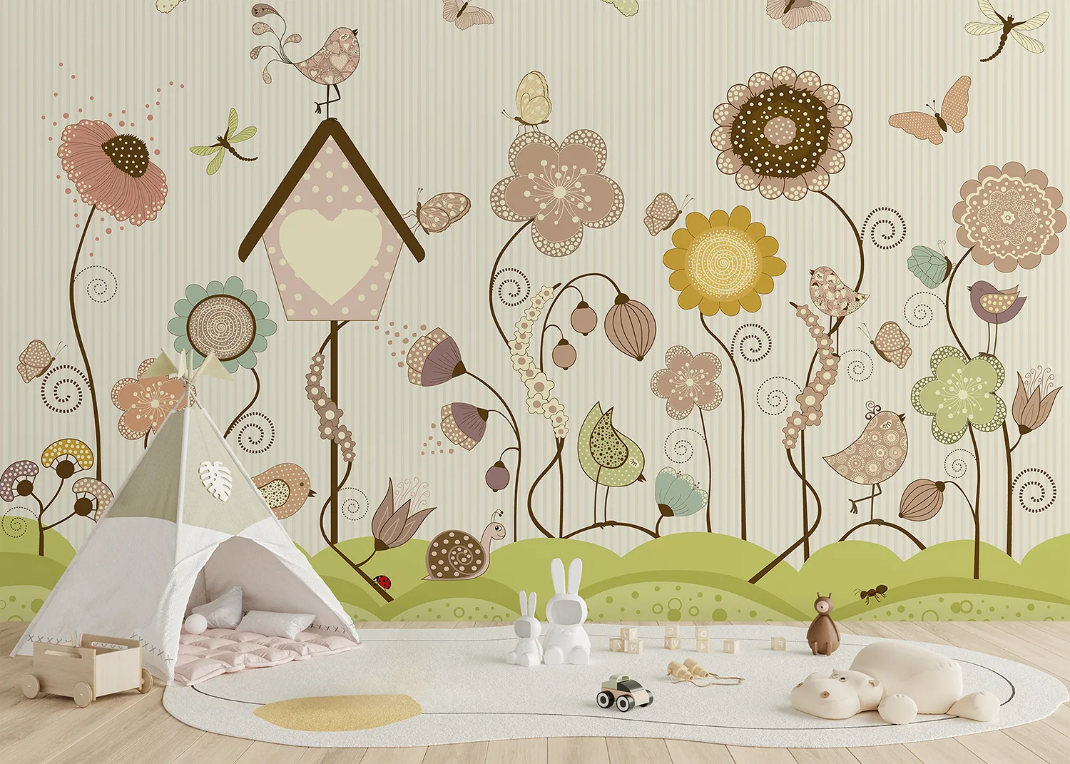 Custom Size Wall Mural Green Sunlit Garden | Premium Non-Woven Wallpaper | FTD5P352375