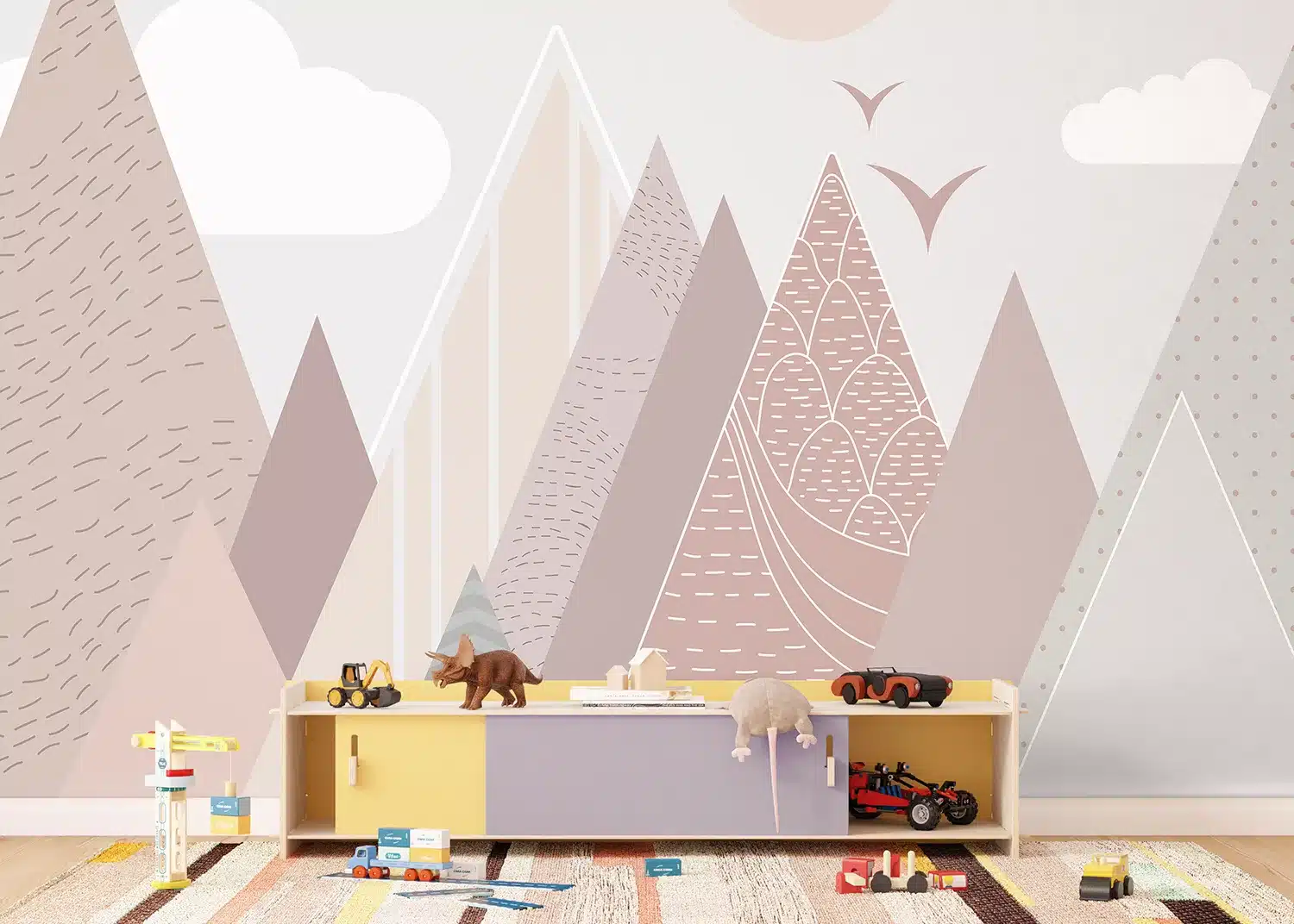 Custom Size Wall Mural Mountains & Clouds | Premium Non-Woven Wallpaper | FTD5P352401