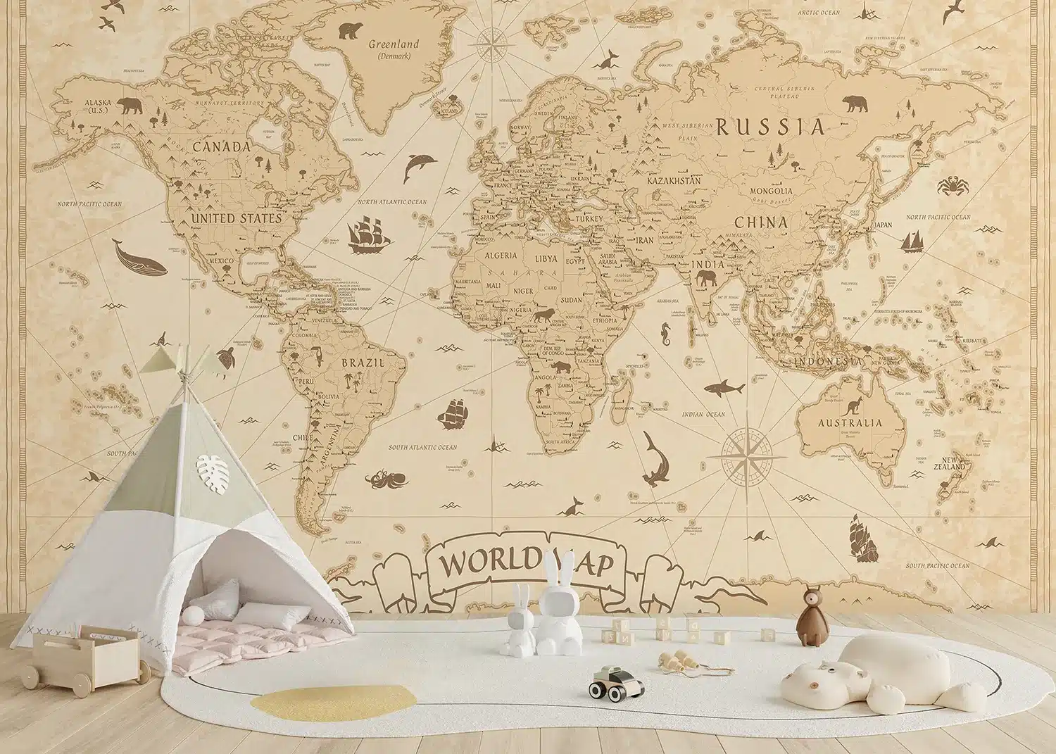 Custom Size Wall Mural Antique Atlas | Premium Non-Woven Wallpaper | FTD5P352433 2