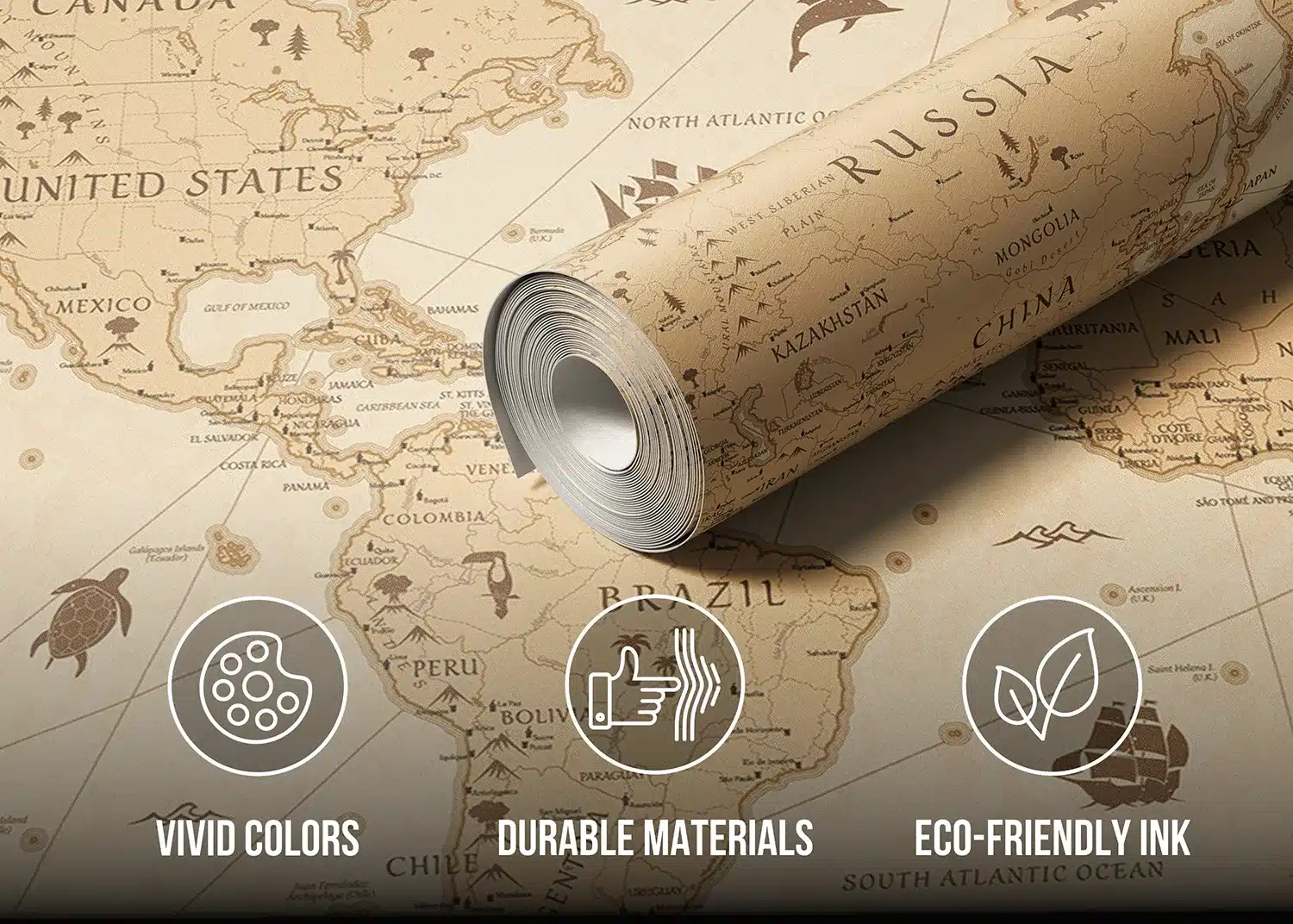 Custom Size Wall Mural Antique Atlas | Premium Non-Woven Wallpaper | FTD5P352433 3